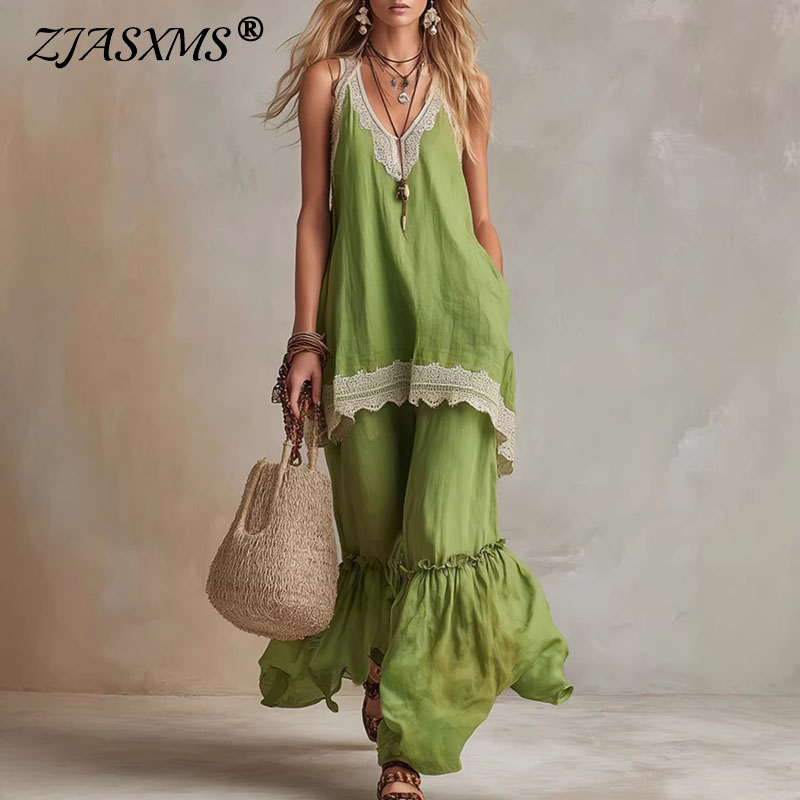 Setelan Wanita 2 Potong dengan - Lace Trim Cami ulasan dan harga