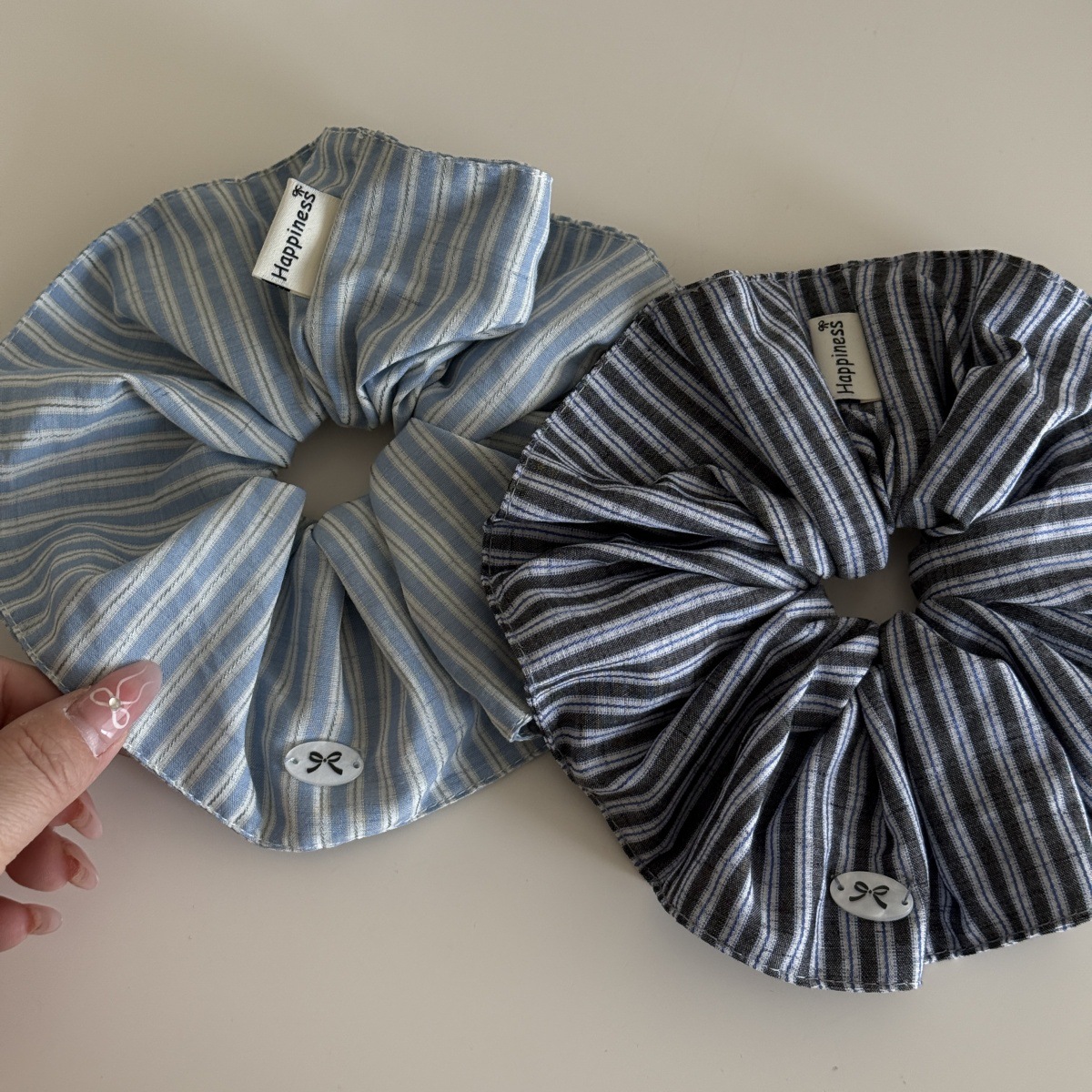 Ikat Rambut Sutra Warna Biru S - Women'S Fashion Korea ulasan dan harga