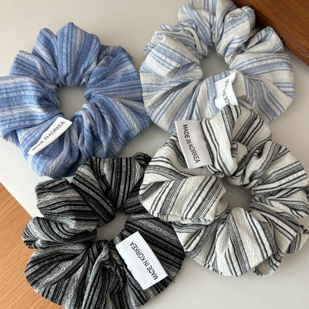 Ikat Rambut Korea Motif Garis  - Women'S Fashion Korea ulasan dan harga