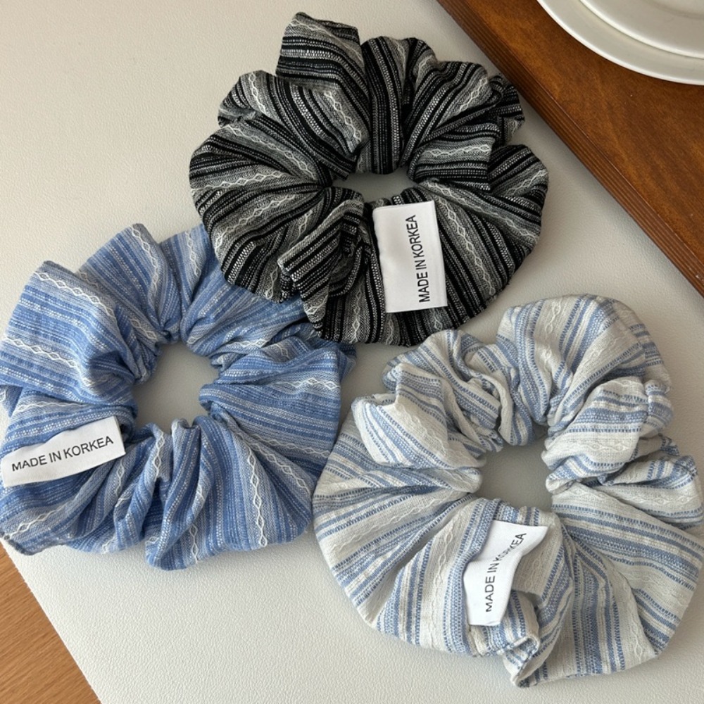 Ikat Rambut Korea Motif Garis  - Women'S Fashion Korea ulasan dan harga
